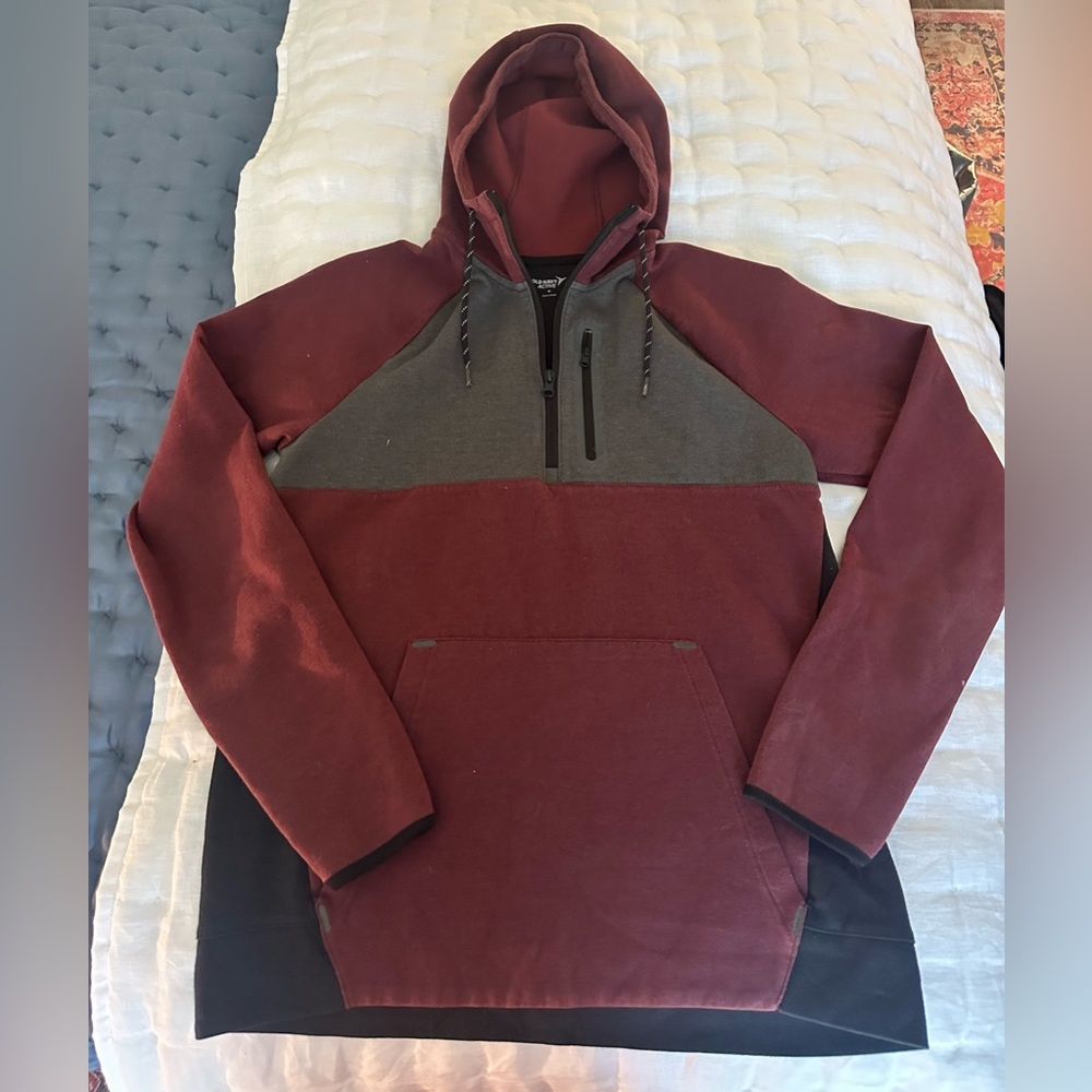 Old Navy Burgundy and Gray half zip Hoodie